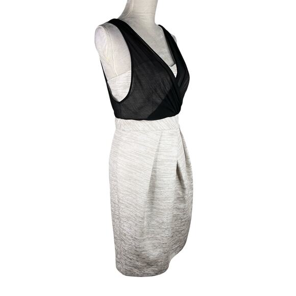 Max and Cleo Cocktail Dress Cream Black Sheer Overlay 8 Sleeveless - Picture 13 of 16
